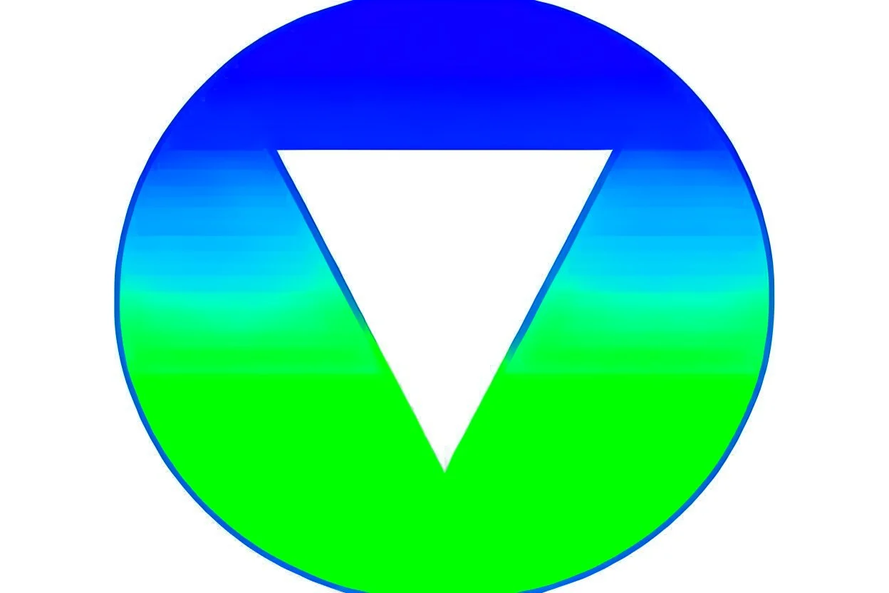 youtube logo in the middle of circle, blue and green