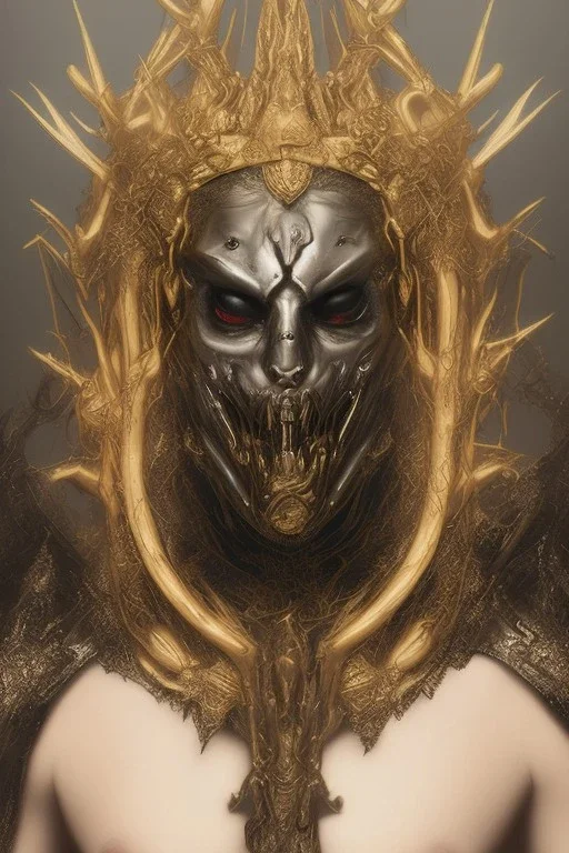 Realistic anime black metal corpsepaint Slipknot mask god with golden crown