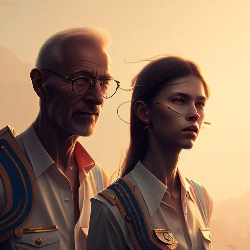 Boy and girl, sun, happiness, 8k resolution concept art portrait by Greg Rutkowski,