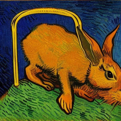 rabbit in animal cage Van Gogh