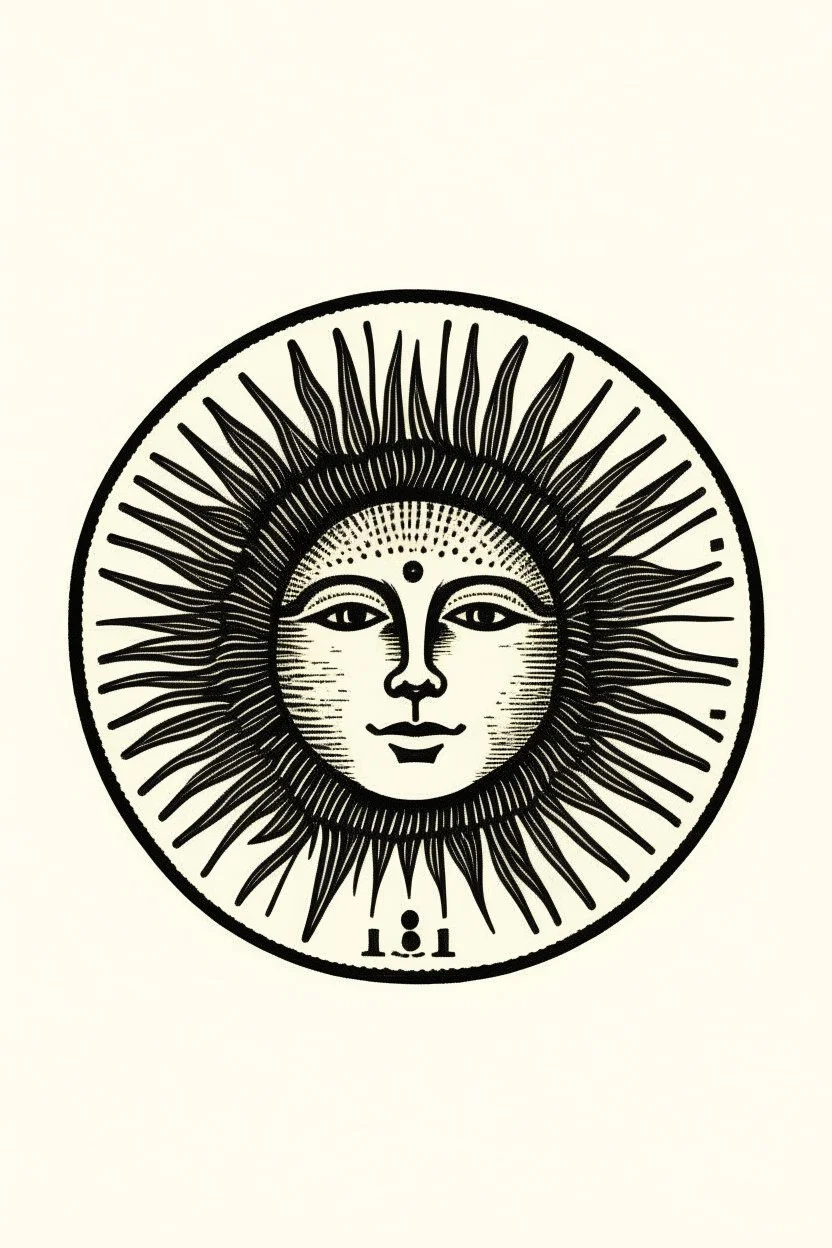 sun of may front face portrait logo, stamp, minimal.