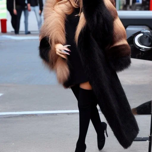 ariana grande in fur coat and a dildo