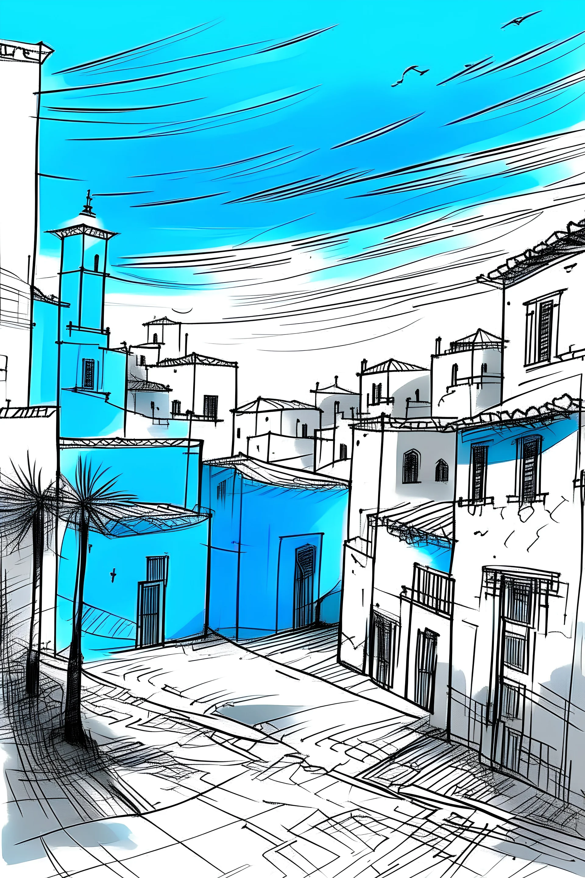 draw blue omani old city