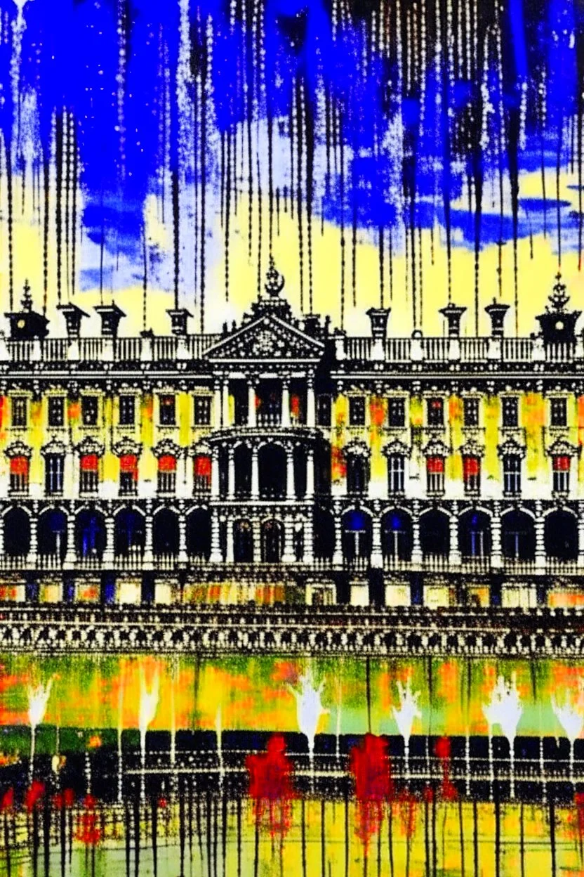 Buckingham palace in the style of john piper