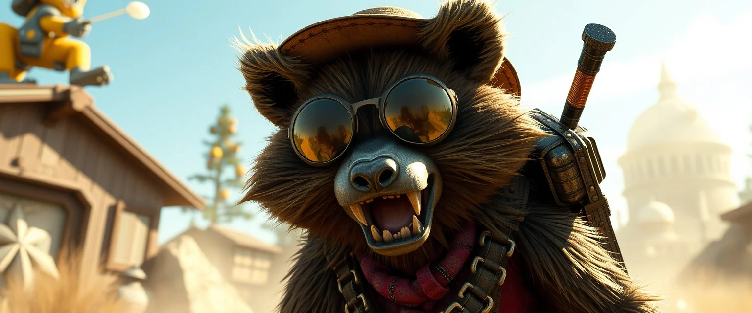 the coolest sassy bugbear with crazy swag in the style of fallout 4