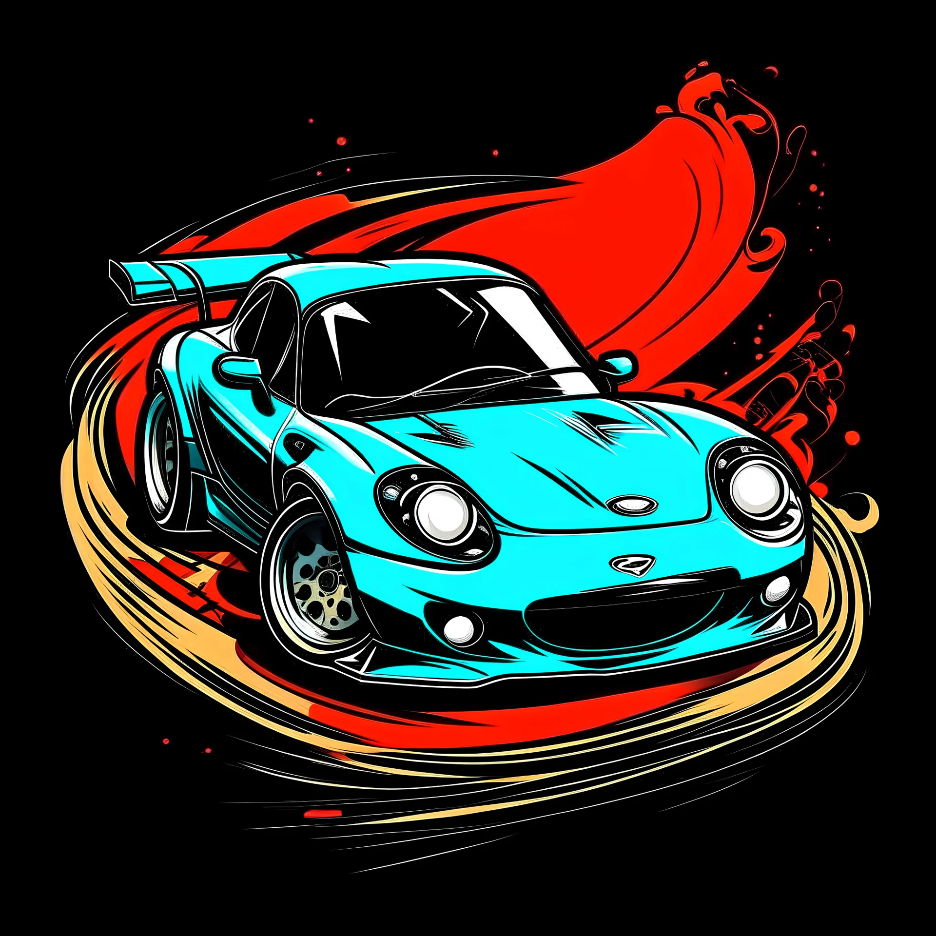 mazda miata drift car in gaming logo style
