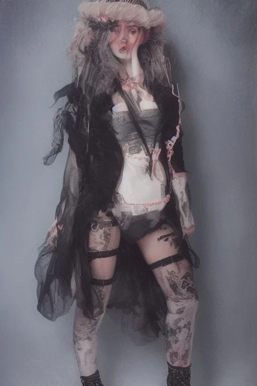 Full body portrait, painting, medium shot lady DarkCabaret