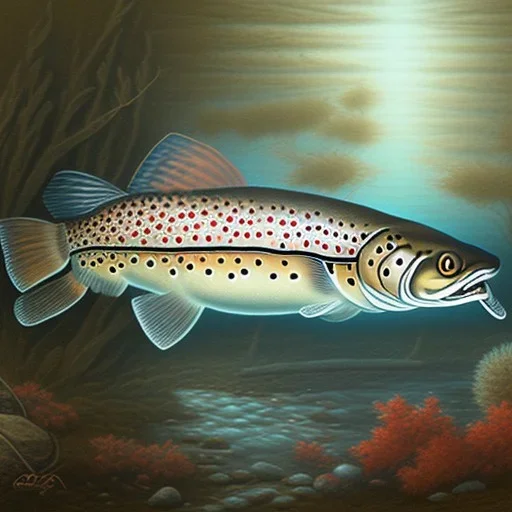 Antique brook trout drawing