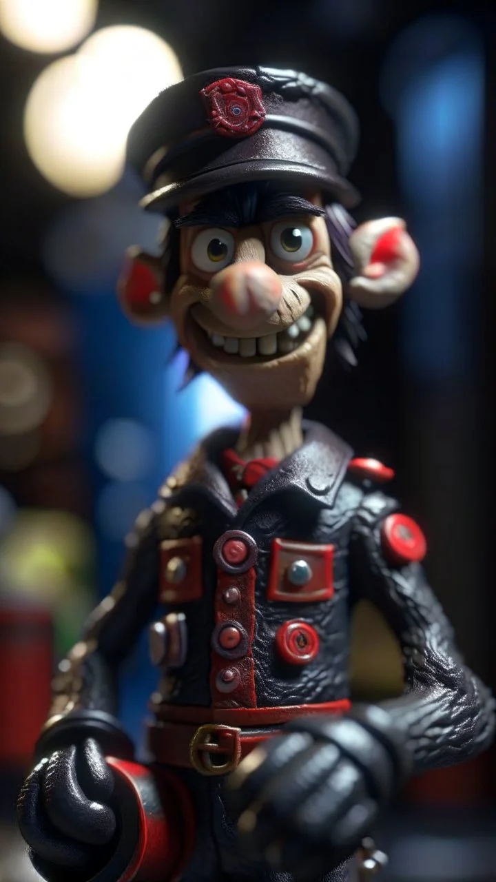 postman pat as black metal rocker, shot on Hasselblad h6d-400c, zeiss prime lens, bokeh like f/0.8, tilt-shift lens 8k, high detail, smooth render, down-light, unreal engine, prize winning