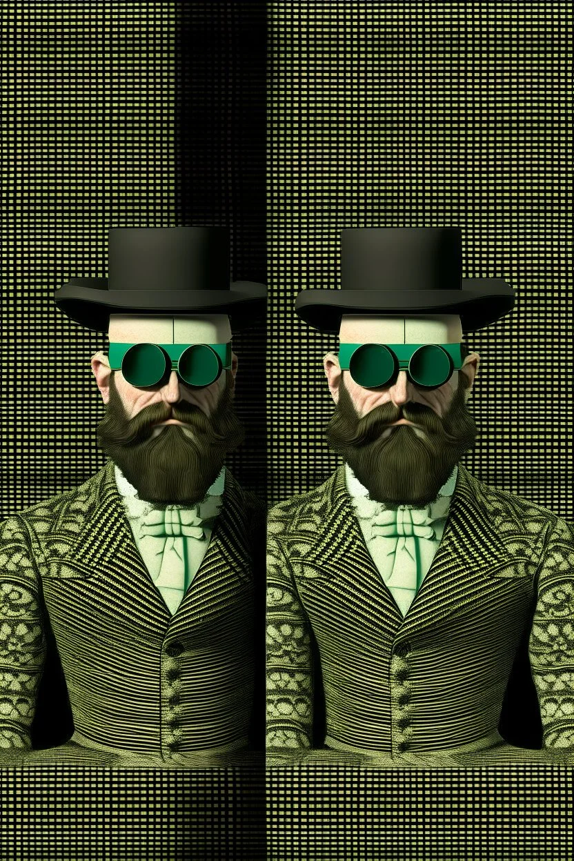 Stereoscope pattern image of a man shaded