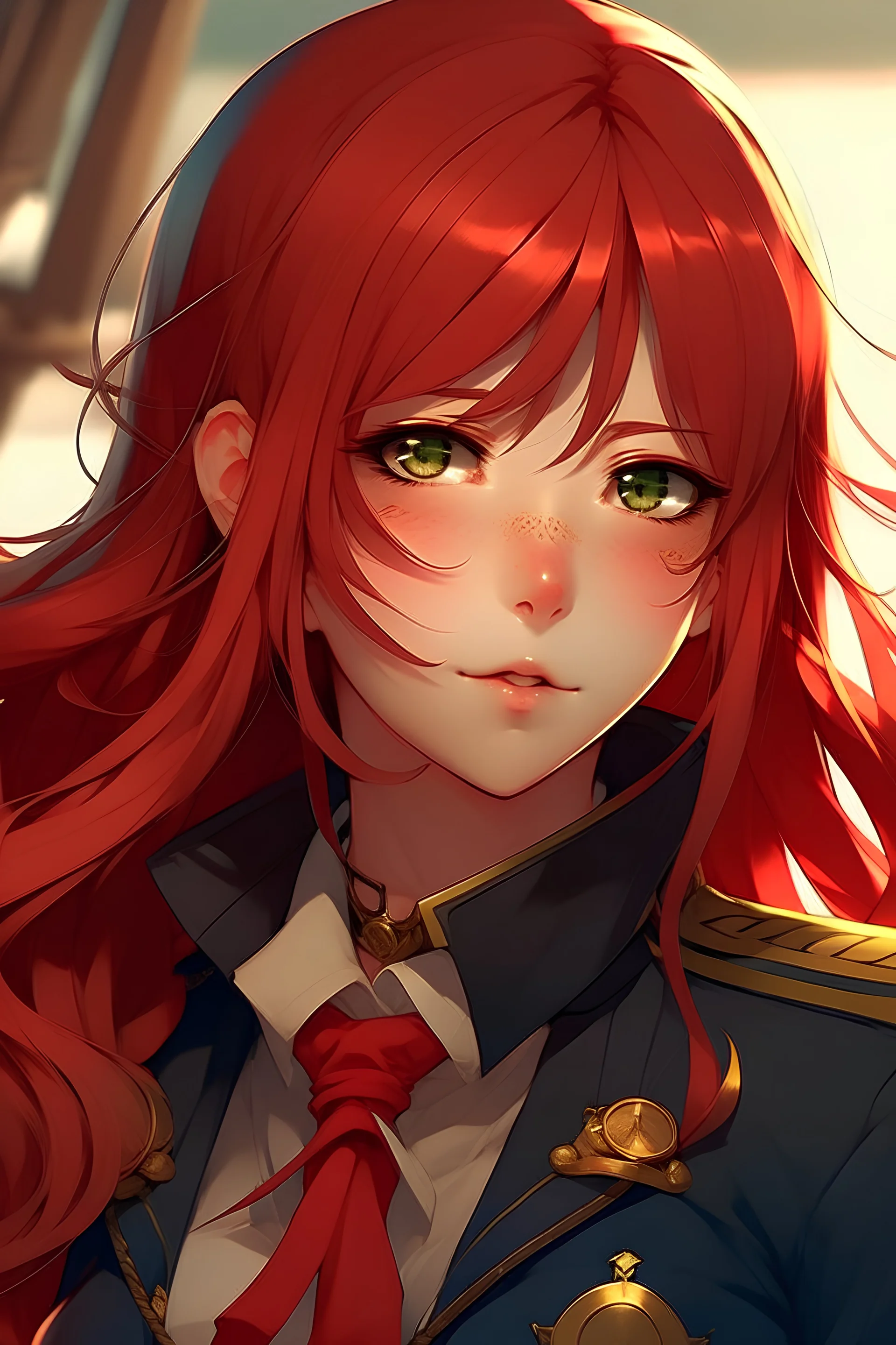 Adorable Red Pirate Captain Anime Girl