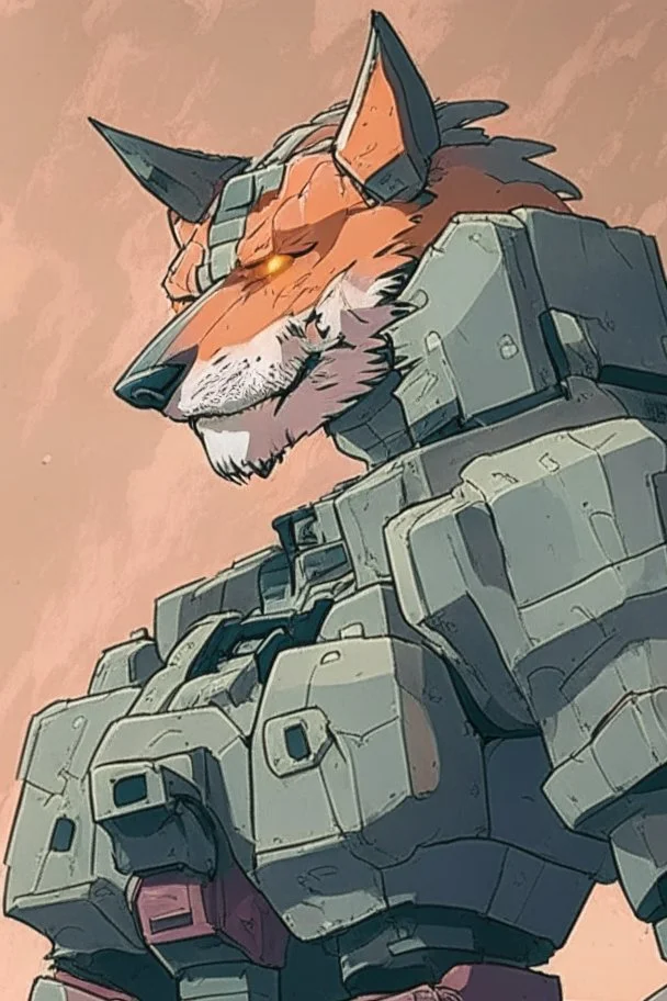 Wolf themed mecha comic style