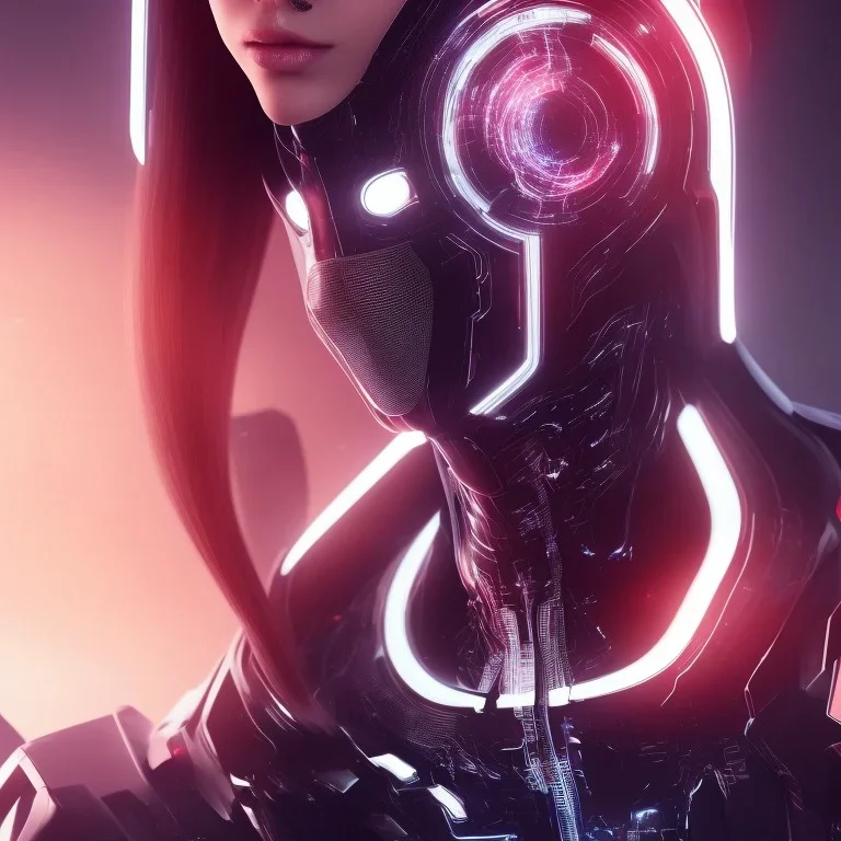 cyber, head, women, portrai, tron