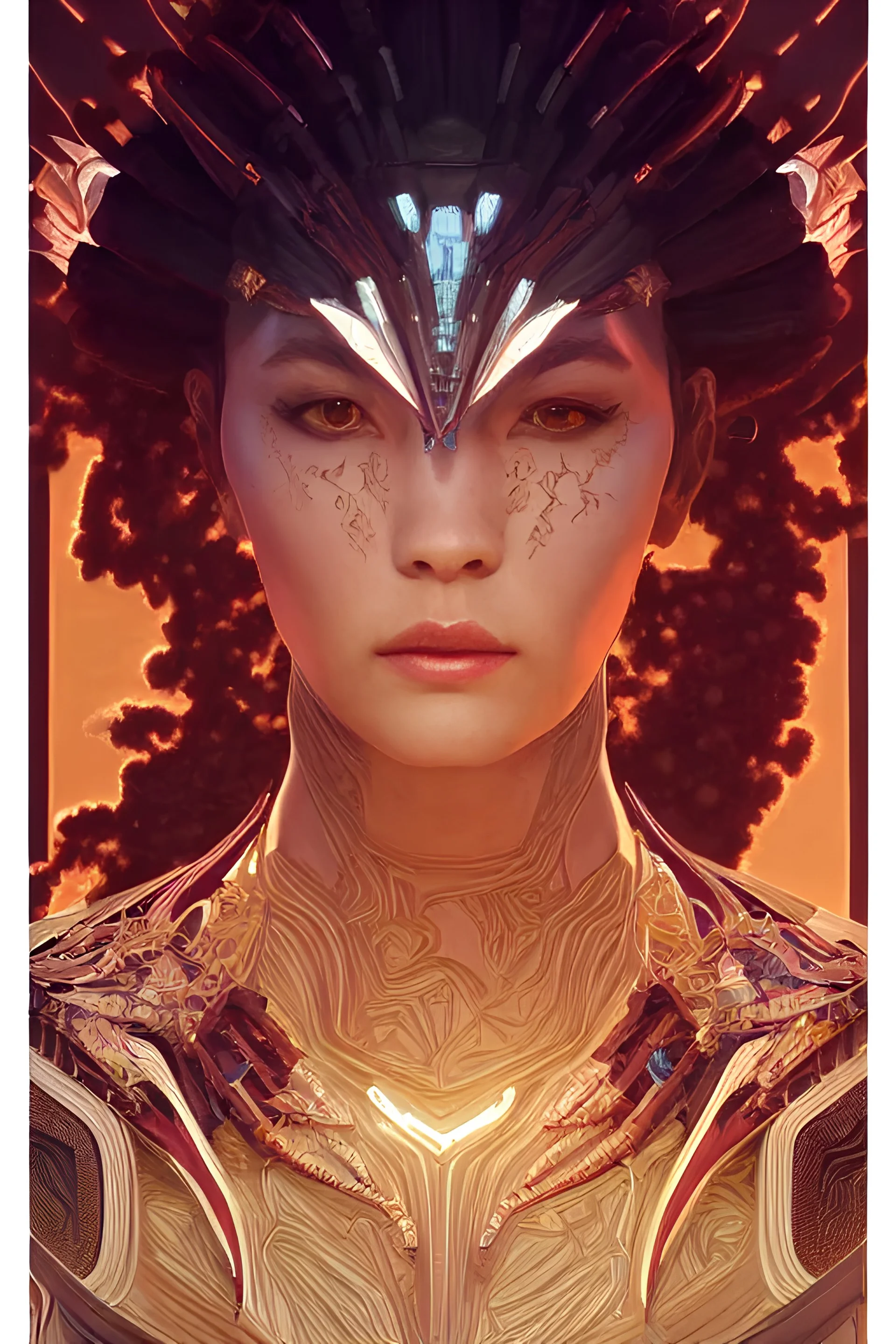 symmetry!! portrait two headed ofobsidian fire and thunder alien in the style of horizon zero dawn, machine face, intricate, elegant, highly detailed, digital painting, artstation, concept art, smooth, sharp focus, illustration, art by artgerm and greg rutkowski and alphonse mucha, 8k