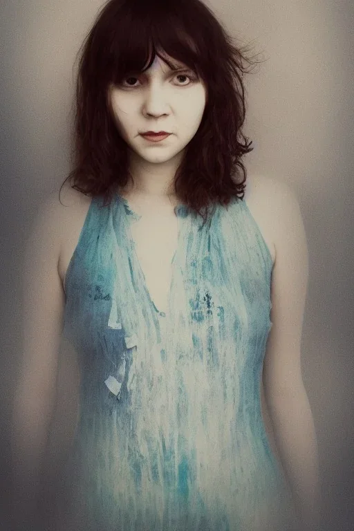 Portrait lady, full body shot, full-color medium shot, OceanGrunge