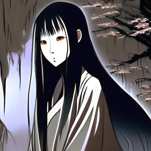 Sadako Yamamura (Ringu, 1998) ; screenshot, Dark Foggy Georgeous Horror Dark Fantasy Art by James Bousema, digital illustration, evil,wild, cold stare ,photo-realistic, 32K,dynamic colors,high details,high definition,crystal clear image,aspect ratio 33:1,DIGITAL ILLUSTRATION by James Bousema Modifiers: Nikon D850 elegant Award winning photography fantasy photorealistic very attractive