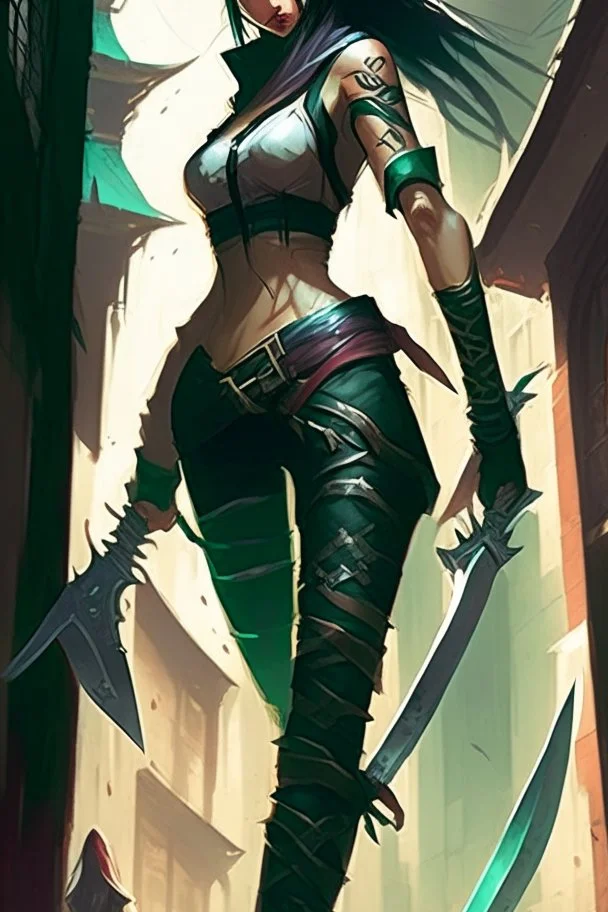 a woman with a Ninja's Machete standing in front of a building, akali, akali from league of legends, league of legends concept art, league of legends splash art, riot games concept art, league of legends character art, league of legends art, official splash art, iconic character splash art, beautiful female assassin, league of legend, league of legends art style