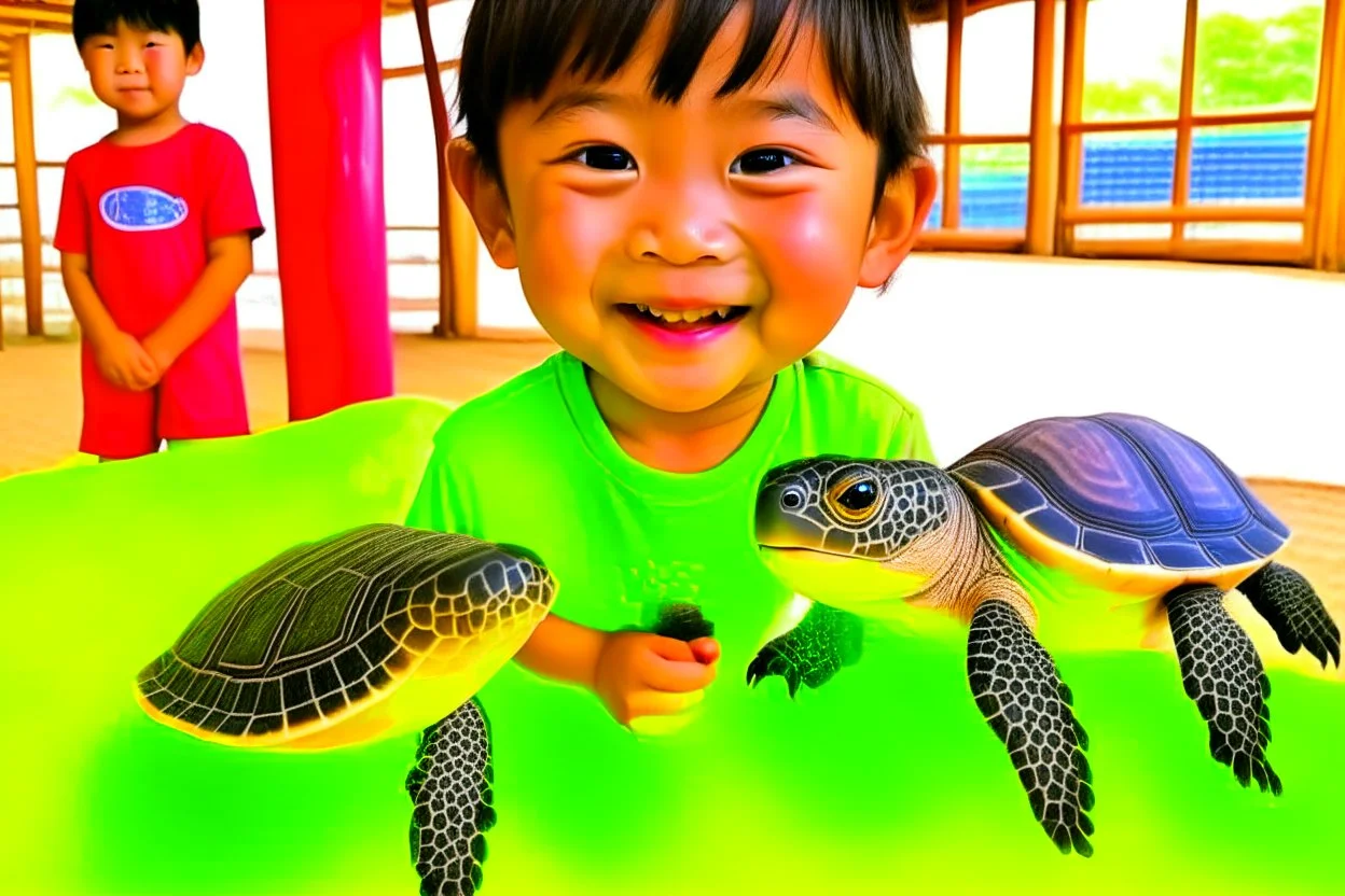 happy half human half sea turtles at summer camp