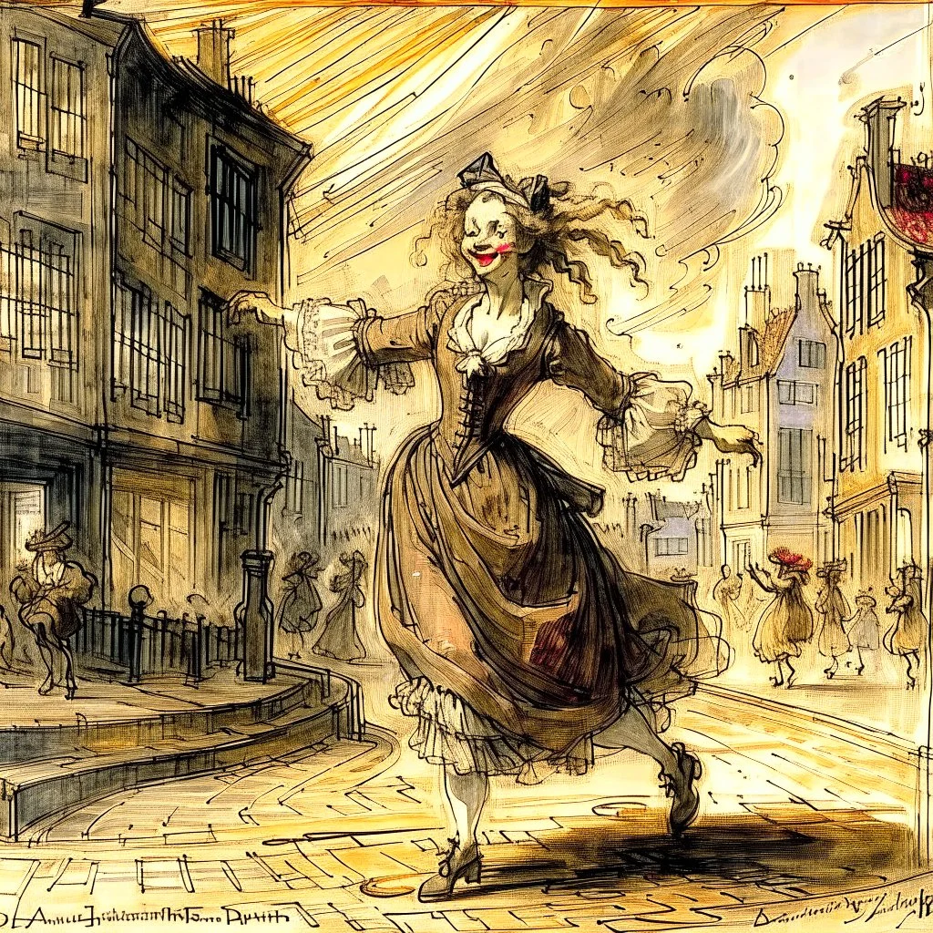 woman dancing in the street Rembrandt Arthur Rackham