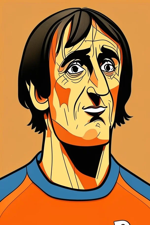 Johan Cruyff Dutch soccer player cartoon 2d