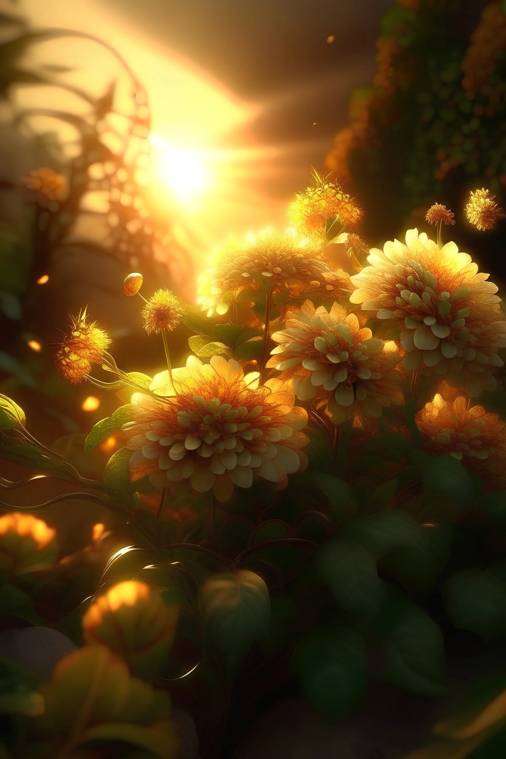 gentle sunlight, curly branch all in flowers, hyperdetalization , mysticism, illumination, fantasy, warm atmosphere, hyper realistic, beautiful, lumen, professional photo, beautiful, 3d, realistic, 64k, high resolution, high detail, cgi, hyperrealism, f/16, 1/300s, high detailed digital painting