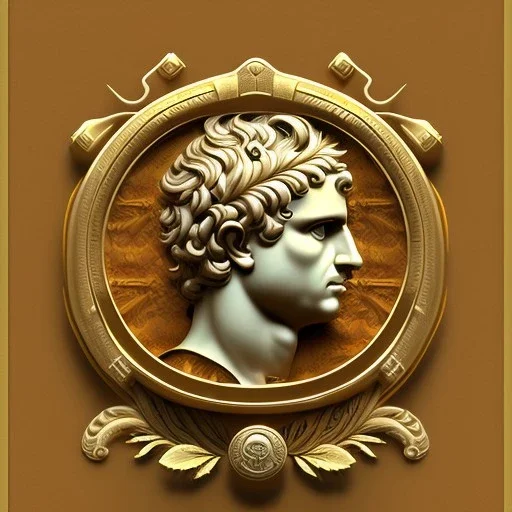 letter M , laurel wreath, roman style