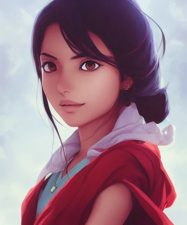 south asian woman portrait by shinkai makoto studio ghibli studio key hideaki anno sakimichan stanley artgerm lau rossdraws james jean marc simonetti elegant highly detailed digital painting artstation pixiv