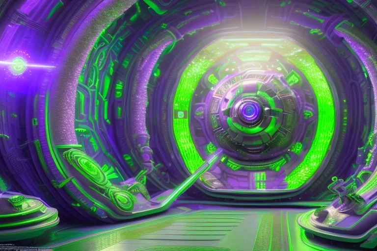 green and purple crystal cosmic and galactic ambiance cinema4d sci-fi futuristic tunnel, full of details, smooth, bright sunshine，soft light atmosphere, light effect，vaporwave colorful, concept art, smooth, extremely sharp detail, finely tuned detail, ultra high definition, 8 k, 16 k, unreal engine 5, ultra sharp focus