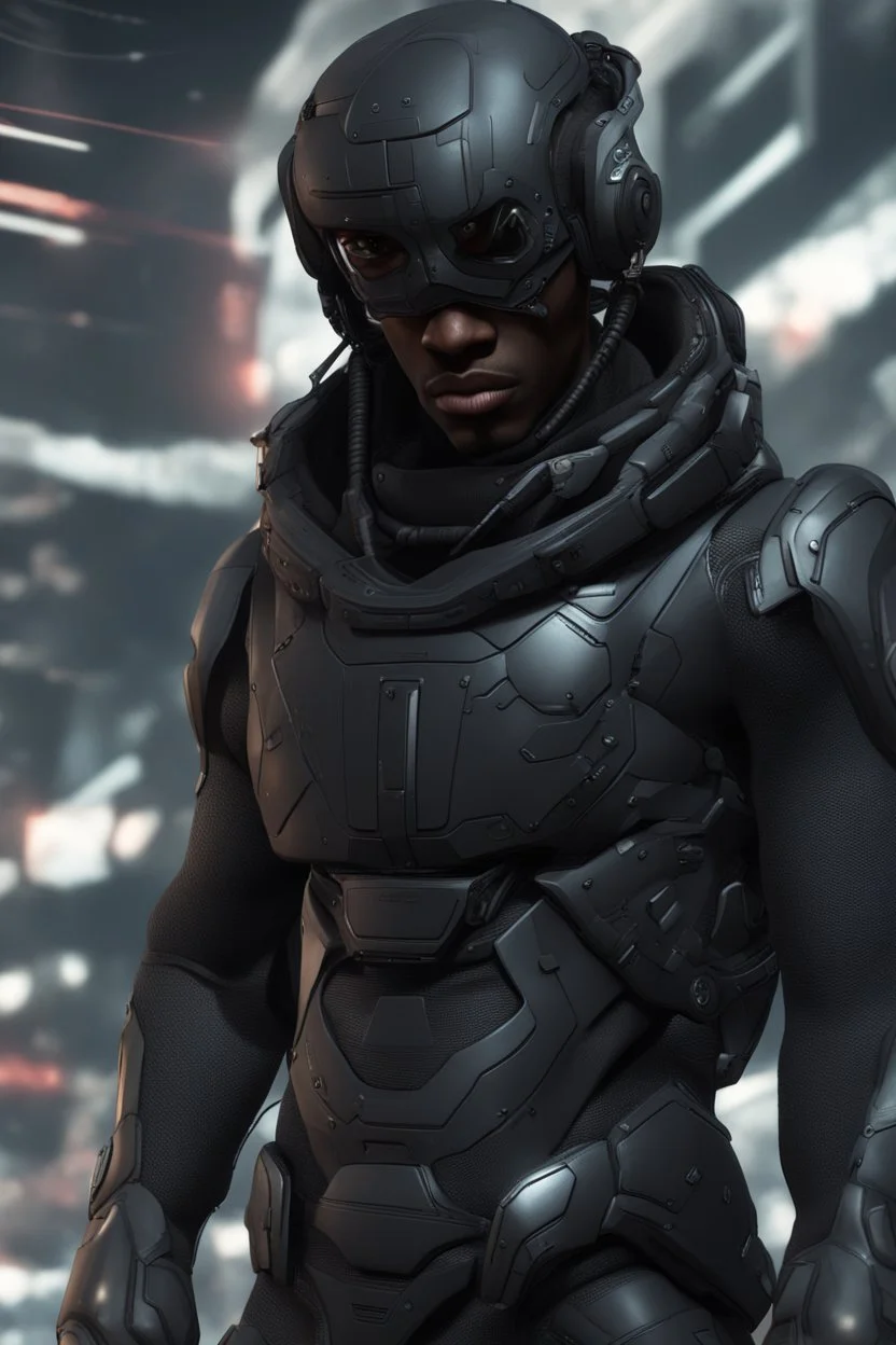 futuristic black man character, ultra hd et realistic art cyberpunk