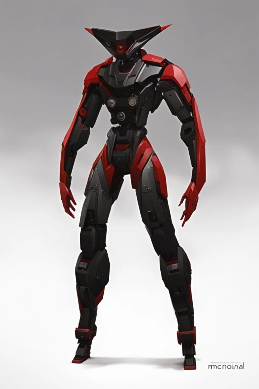 Sci-Fi, Large Mechainal Robot Red and Black, Space, Magic, Dangerous, Menacing, Horror, Zoomed In