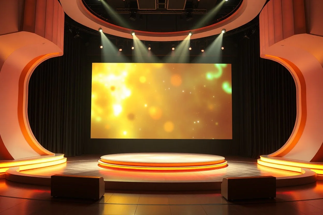 luxury large stage with flash animation light and lcd big screen in baground