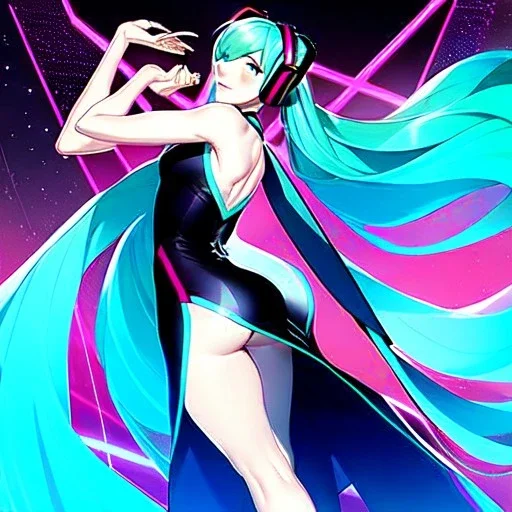  Beautiful flawless Anime art of beautiful Hatsune miku with beautifel legs by artgerm, ross tran, magali villeneuve, Greg Rutkowski, Gil Elvgren, Alberto Vargas, Earl Moran,, Art Frahm, Enoch Bolles