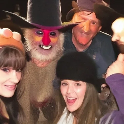 Happy Weekend with the Friends and the scarry hat man