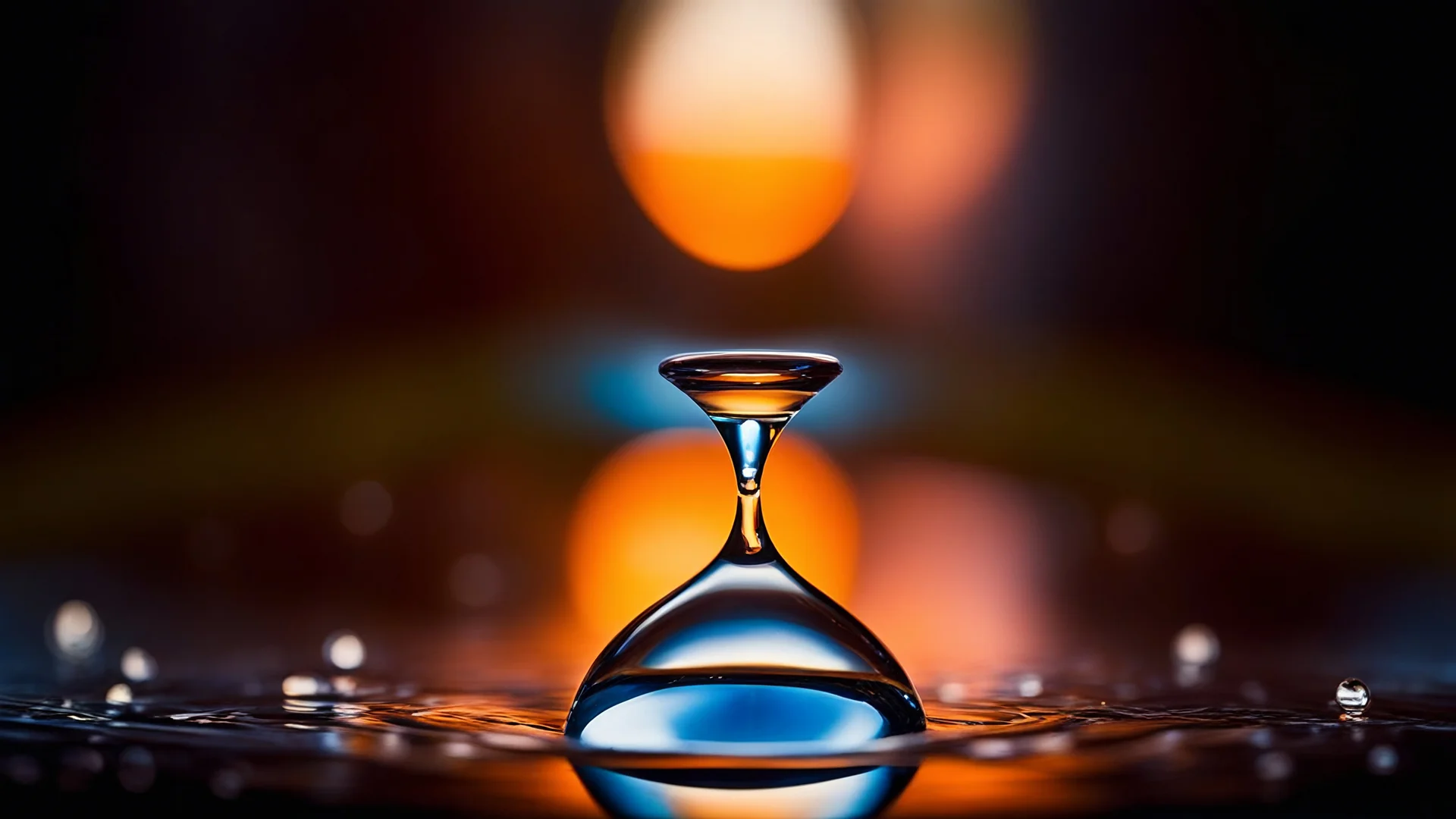 Spectacular photograph that works like an escape from the world, and a world to escape to. Dreams of vintage composition, extreme 3D perfect water drop art, hyper surrealism, realistic water droplet, spray, abstract, speed lines motion blur, geometric path, refraction, lines of force, flux, beautiful, mysterious, scintillating, fluid, surface tension, transcendental, imaginative, quantum phenomena, wave mechanics, boundless, mystical, ecstatic