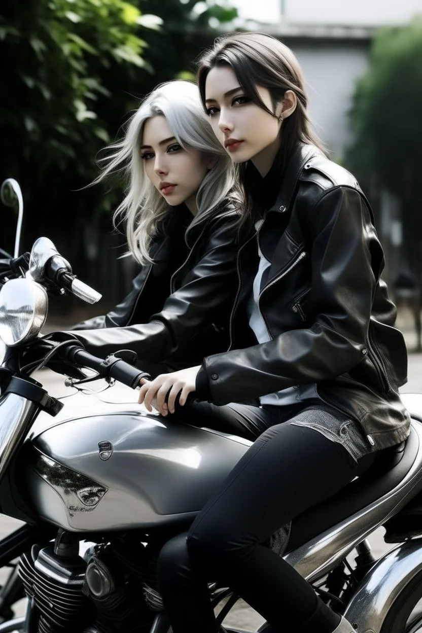 2 girl with motorcycle