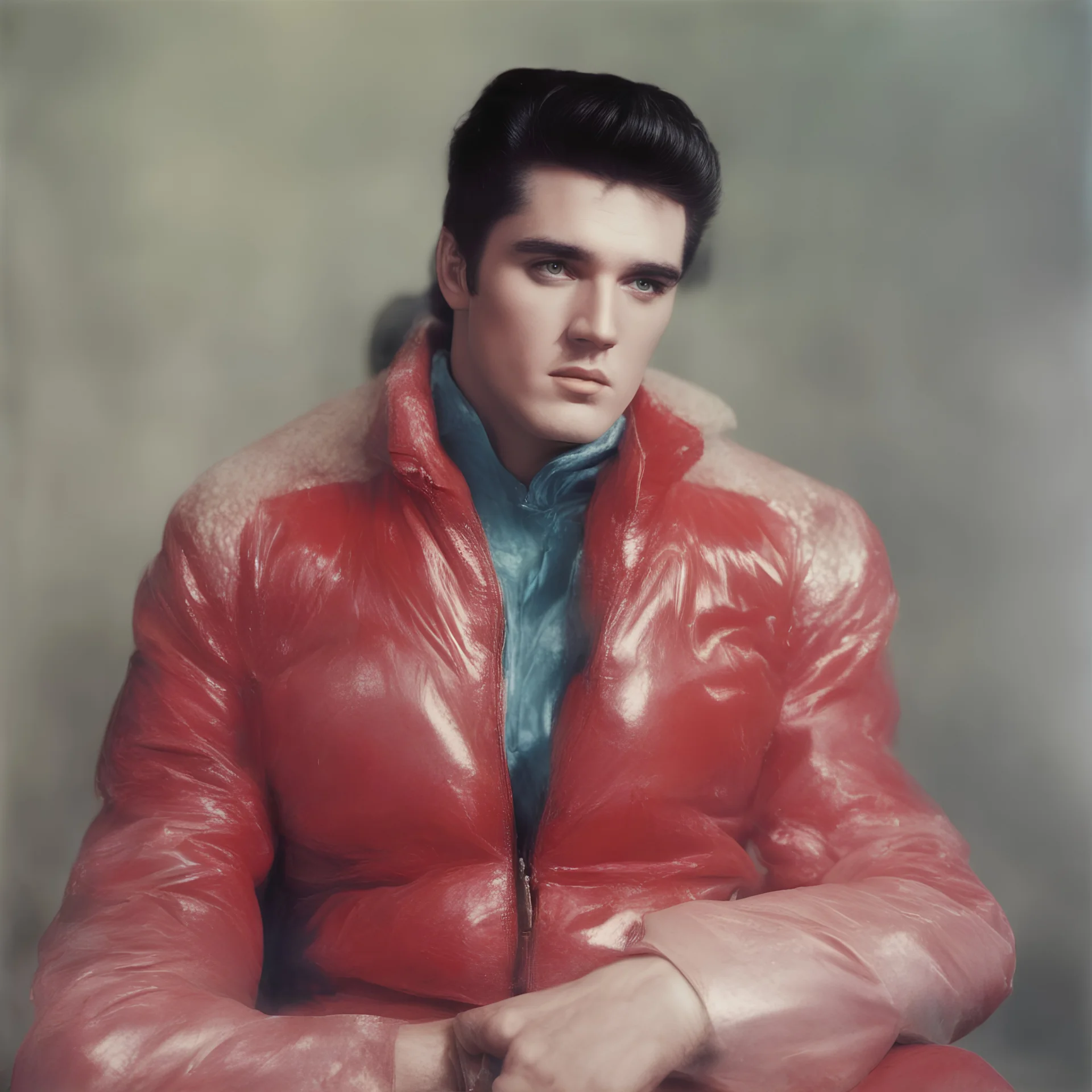 Elvis presley, red, autochrome, plastic puffy jacket