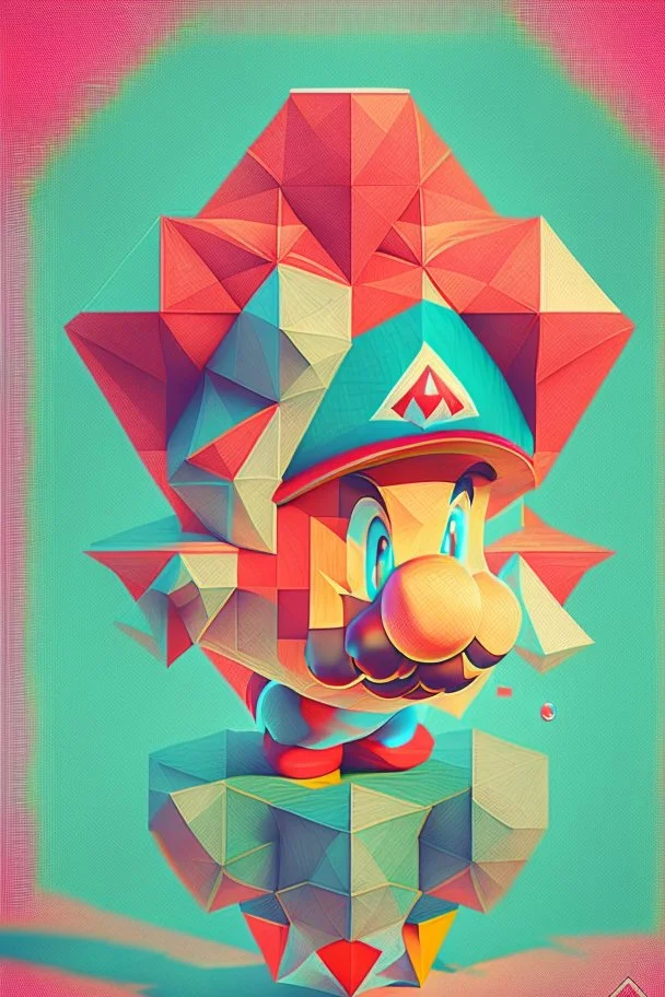 Geometric Mario illustration
