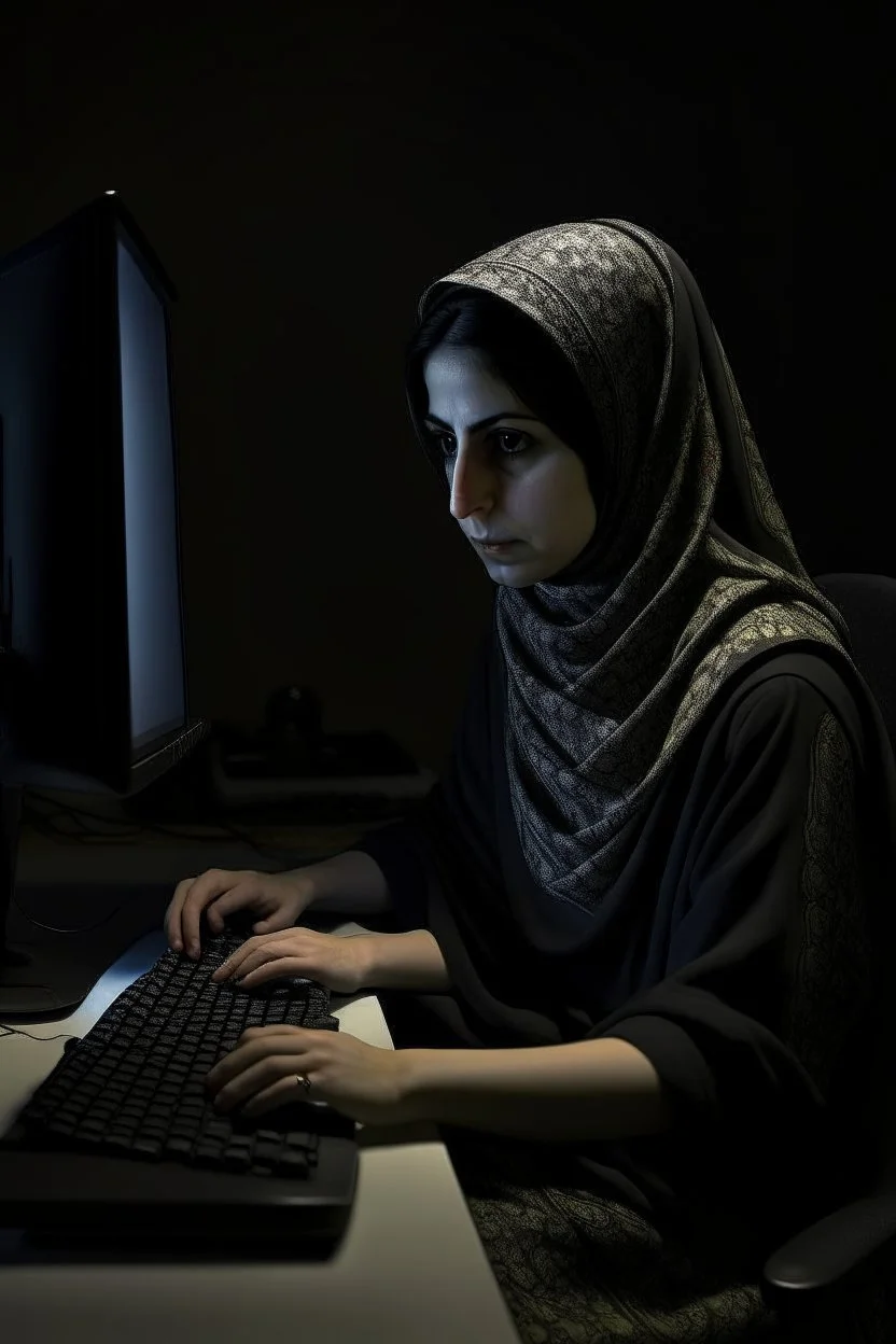 dansih iran woman working with computer