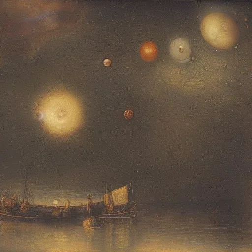 Rembrandt, stars, planets, ships, space