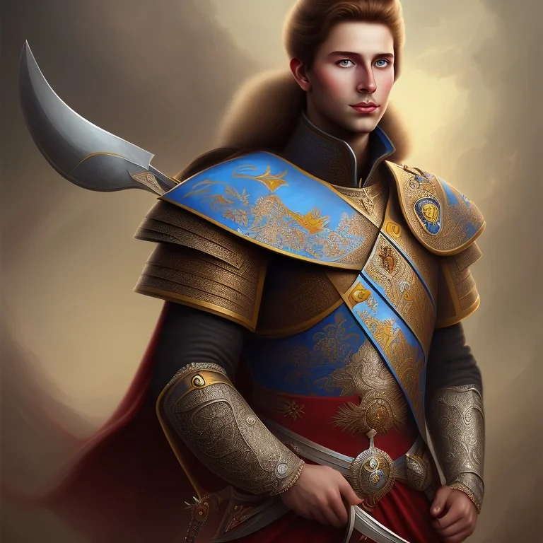 Portrait of a pretty prince warrior without beard