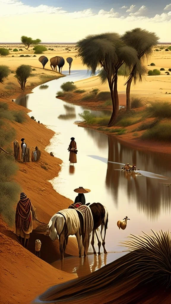 Africa, farming, river and desert, farmers