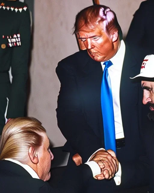 Donald Trump shaking Fidel Castro's hand