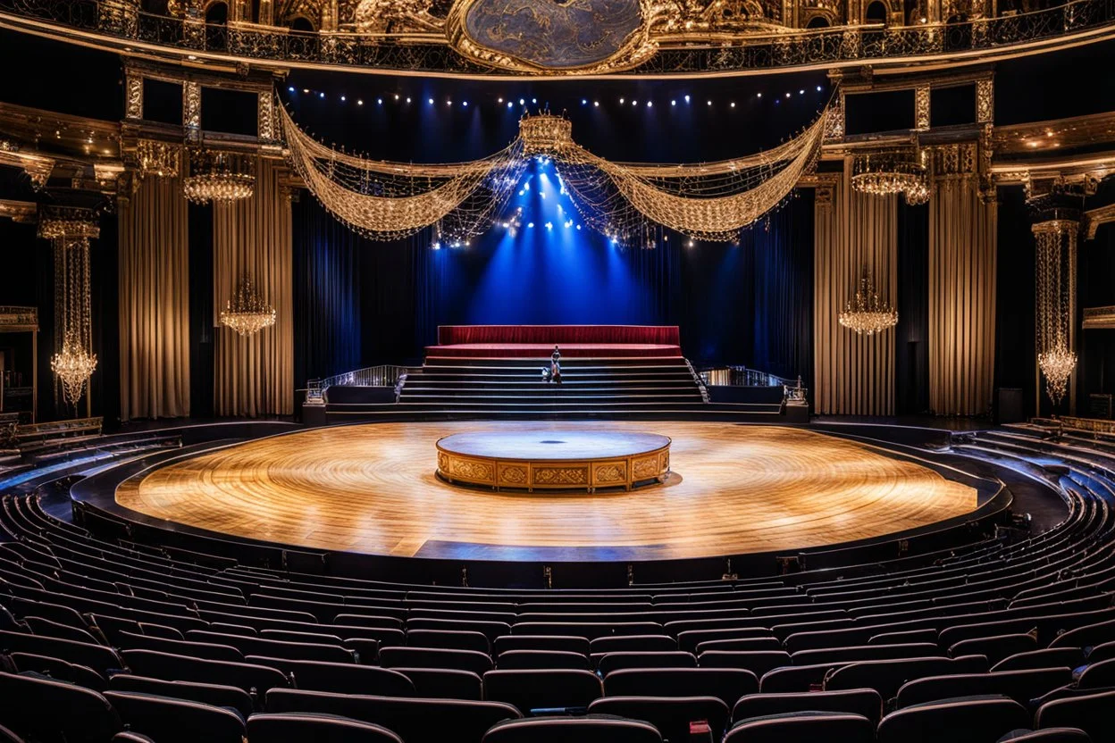 a luxury big opera dance stage,close up ,show main stage