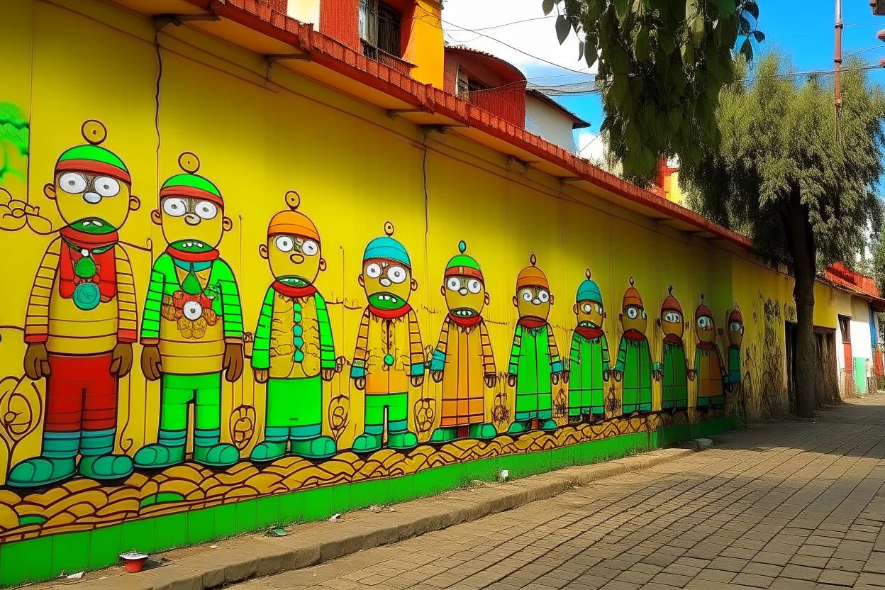 Street art in the style of Os Gemeos