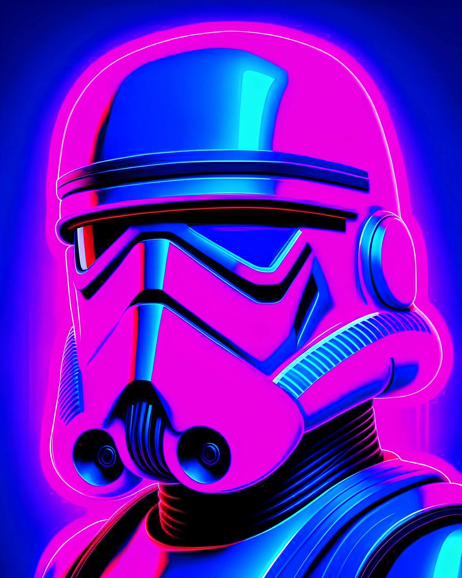 Synthwave Portrait of a stormtrooper. Neon lights