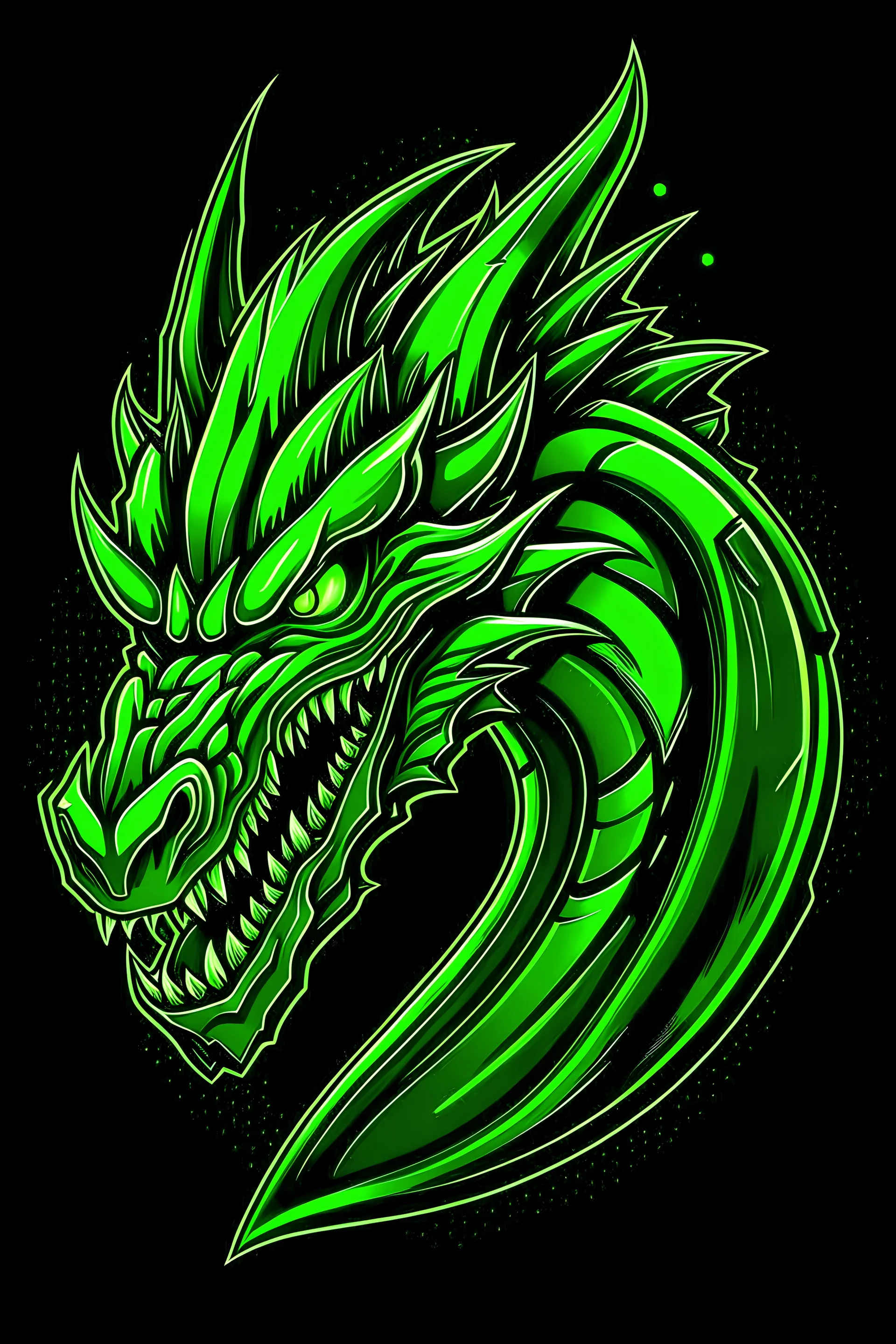 epic neon green dragon logo