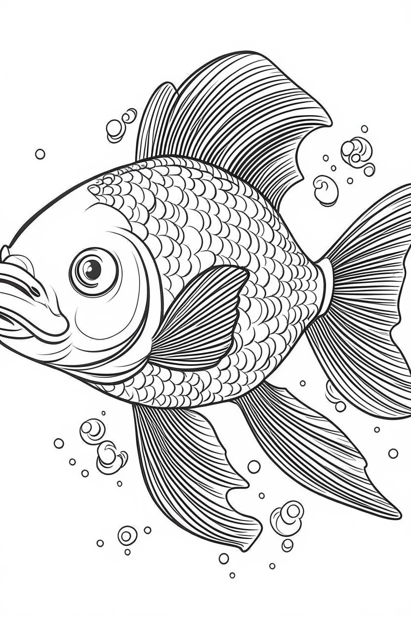 outline art for Fish coloring pages with sitch, white background, Sketch style, full body, only use outline, dementia patients style, clean line art, white background, no shadows and clear and well outlined.