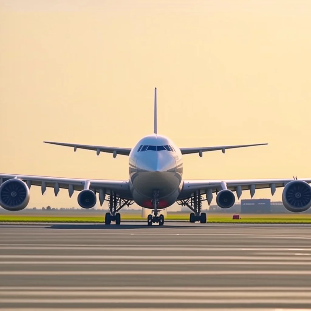 Image of a plane about to take off from the ground, 4K
