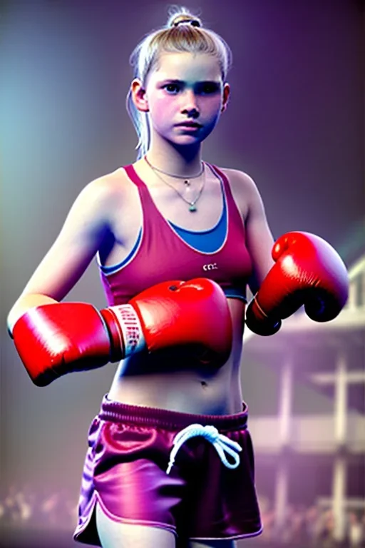 Chloe grace, athlete, boxing in coloful space