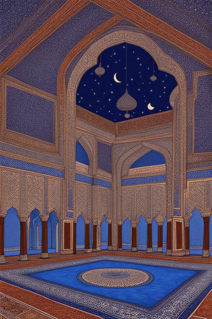 inside a Moghul mosque by artist "Luminous Lapislazuli",by artist "Noctilucent Nacre"